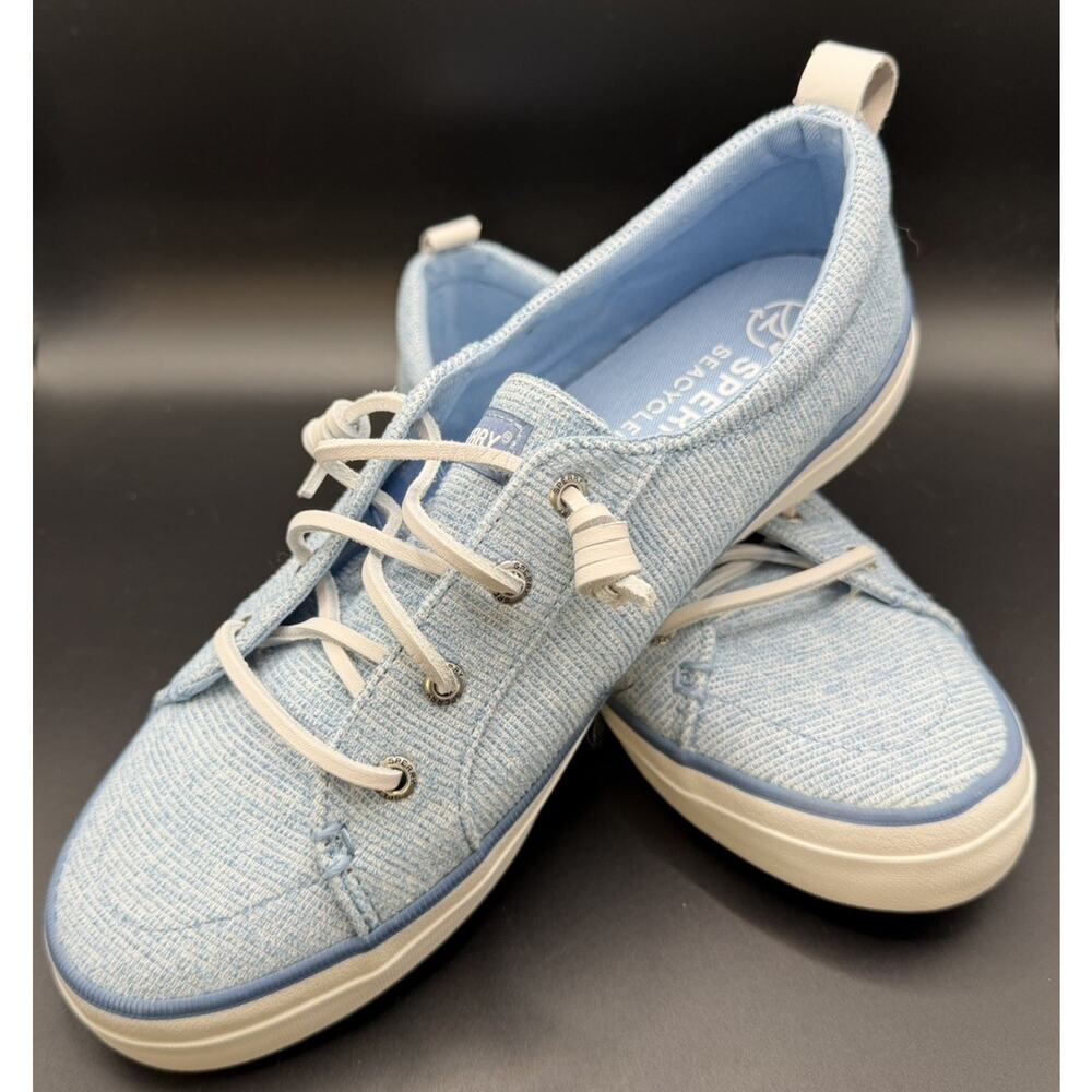Sperry Top Sider Crest Vibe Linen Blue Sneakers size 8 STS89156